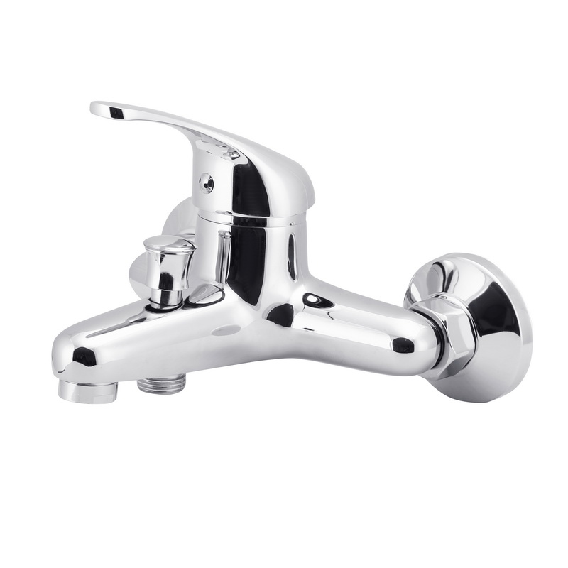 Geepas GSW61089 Cara Single Lever Bath Shower Mixer - Wall Mixer 2 in 1 With Provision for Overhead Shower Metal Handle Wall mounted Two Tap hole | Comfortable Metal Handle | 5 Years Warranty