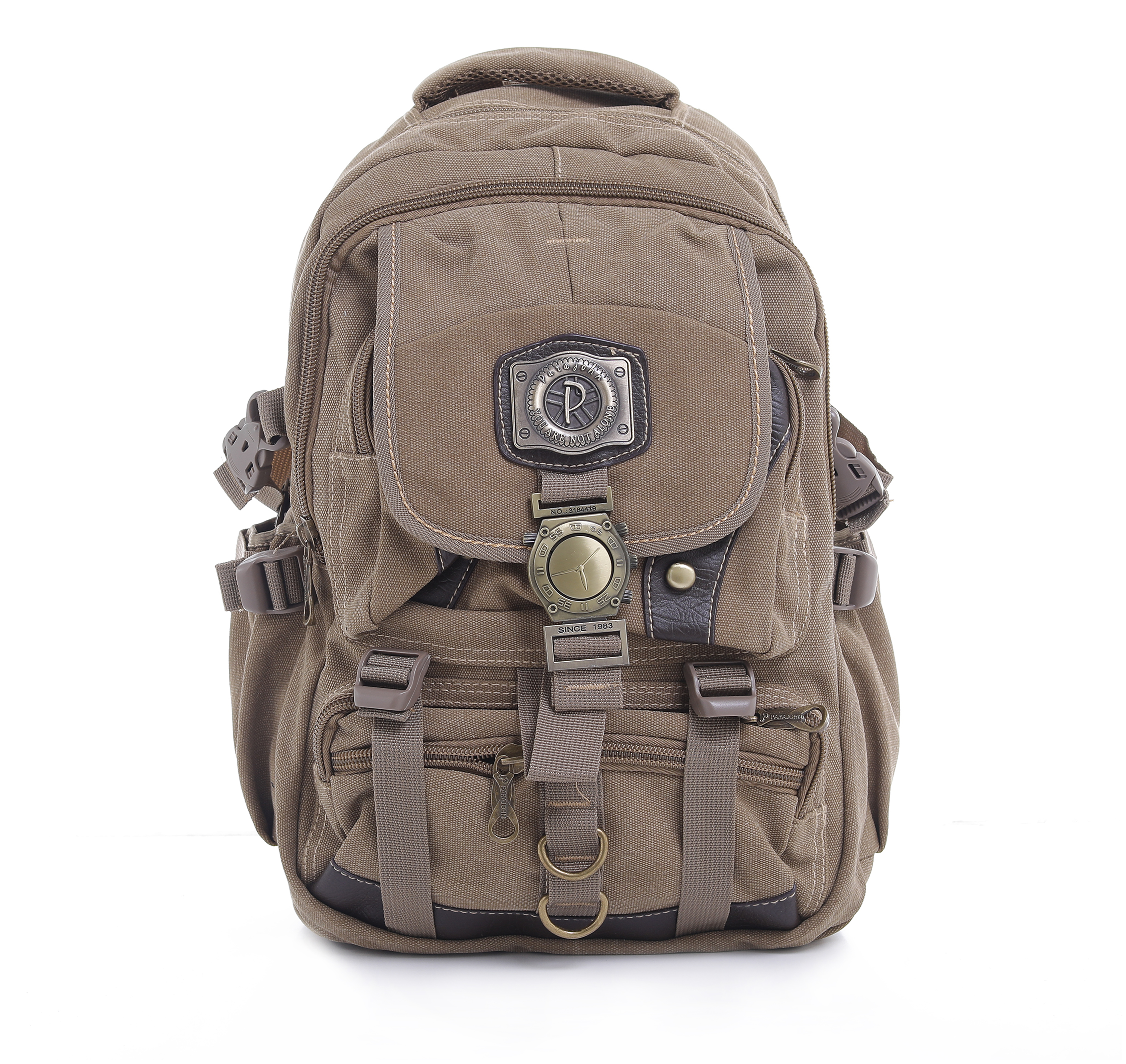 8 18'' Canvas Leather Backpack - Travel Backpack/Rucksack - Casual Daypack College Campus Bookbag - Comfortable Lightweight Travel Hiking Picnic Camping Backpack - College School Rucksack Bag