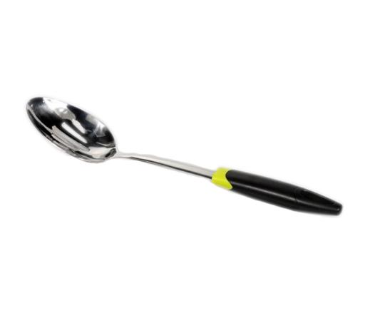 Stainless Steel Slotted Spoon with ABS Handle - Fish Slice Spoon - Kitchen Cooking Cutlery/Crockery | Long Handle - Flipper for Lifting Flipping Serving Fried Eggs Fish Pancakes Burgers