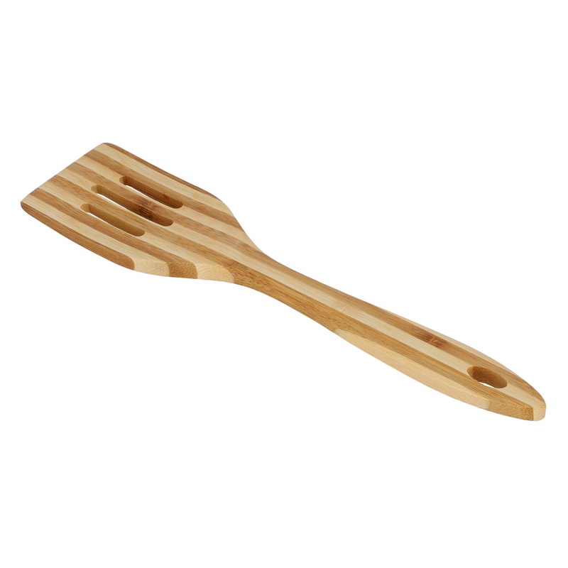 Bamboo Flat Slotted Turner - Heat Resistant Grip Turner, Bamboo, Cooking and Baking Equipment | Dishwasher Safe