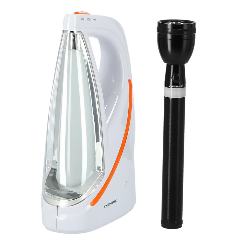 Olsenmark OMEFL2620NV Rechargeable LED Flashlight & Emergency Lantern, 2 In 1 - Working Time High Power 3 Hours, Middle Power 8 Hours - CREE-XPE LED Chip - 1900mAh NI-CD Battery - 500 Meters Distance