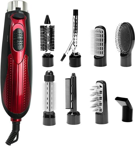 Multi Function Hair Styler, 8 In 1 - 3 Heat & 2 Speed Setting - 360 Degree Swivel Cord - Safety Cut-Off