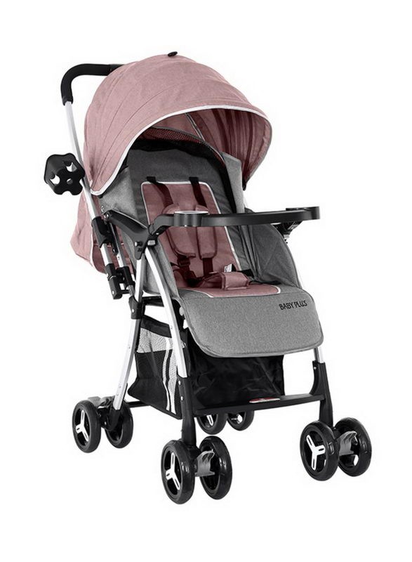 Baby Plus Pram Stroller Foldable And Sunshade Canopy  Browngreywhite