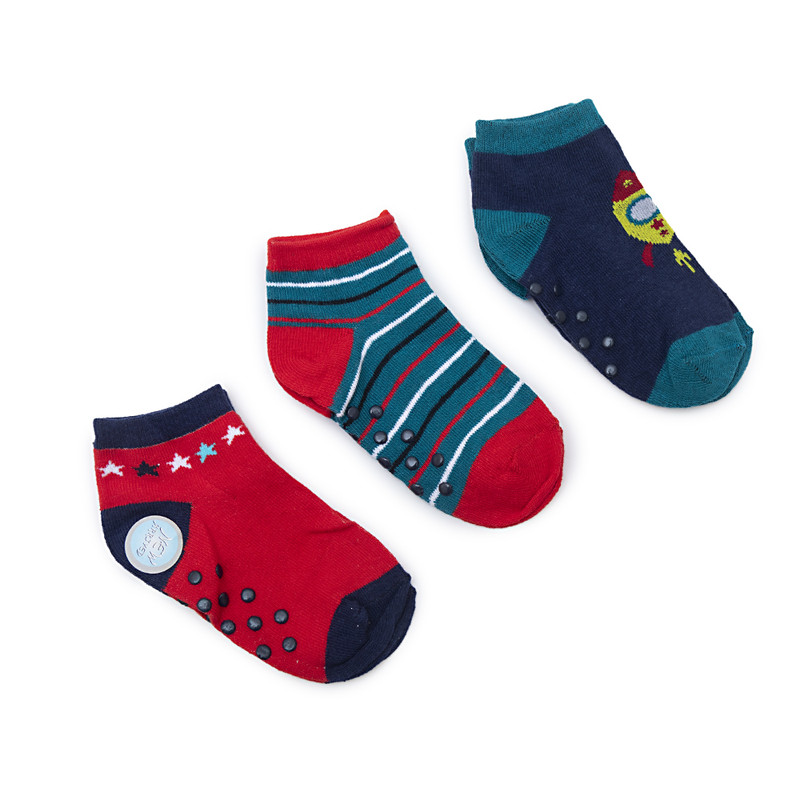 Younglife 3Pair Non-skid Ankle Socks Assorted colour 18-24 month 