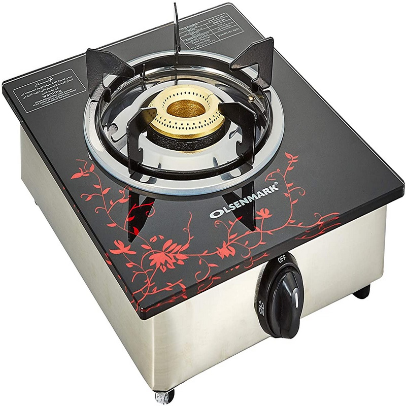 Tempered Glass Single Burner Gas Stove - Auto Ignition - Stainless - Steel Drip Pan - Glass Top
