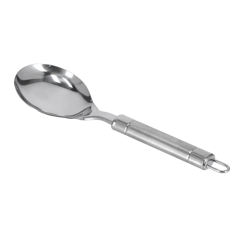 Royalford RF9847 Stainless Steel Rice Spoon with Stainless Steel Tube Handle - Cooking and Serving Spoon with Hanging Loop | Broad Deep Bowl | Dinner Cutlery/Crockery Utensil - Ultra Stylish with Long