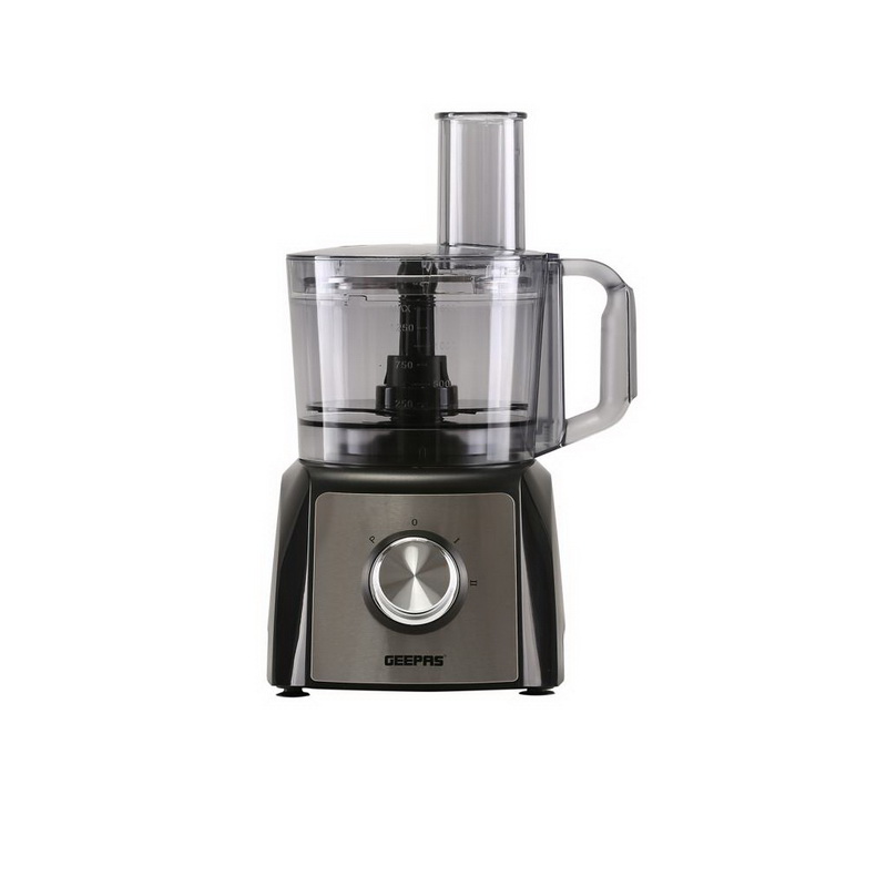 Geepas GMC42011 1200W Compact Food Processor - Multi-functional Electric Chopper & Grater Attachments | 1.2L Bowl Capacity | Stainless Steel & Dough Blades Included | 2 Years Warranty