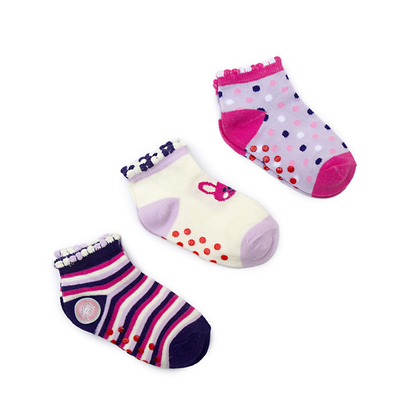 Younglife 3Pair Non-skid Ankle Socks Assorted colour 24-36 month 