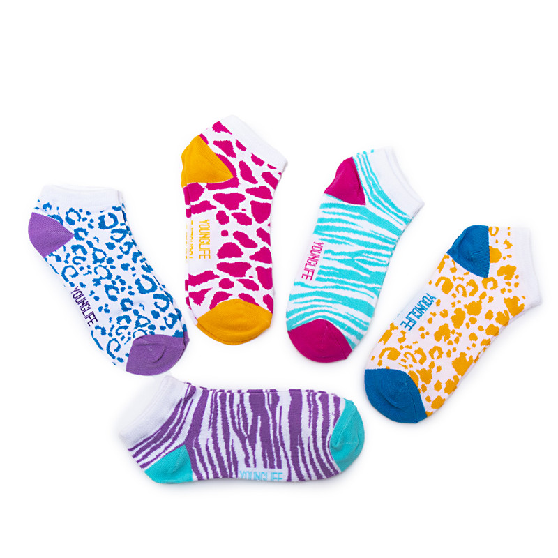 Younglife 5Pair Non-skid Ankle Socks Assorted colour Free Size For Ladies