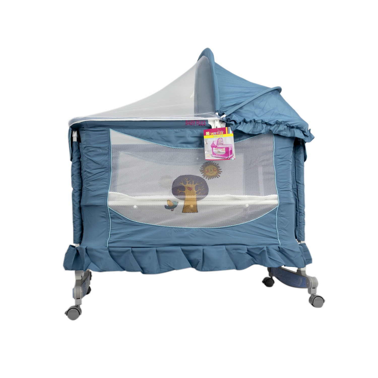 Baby Plus Bp6598 Blue Baby Crib With Removable Mosquito Net