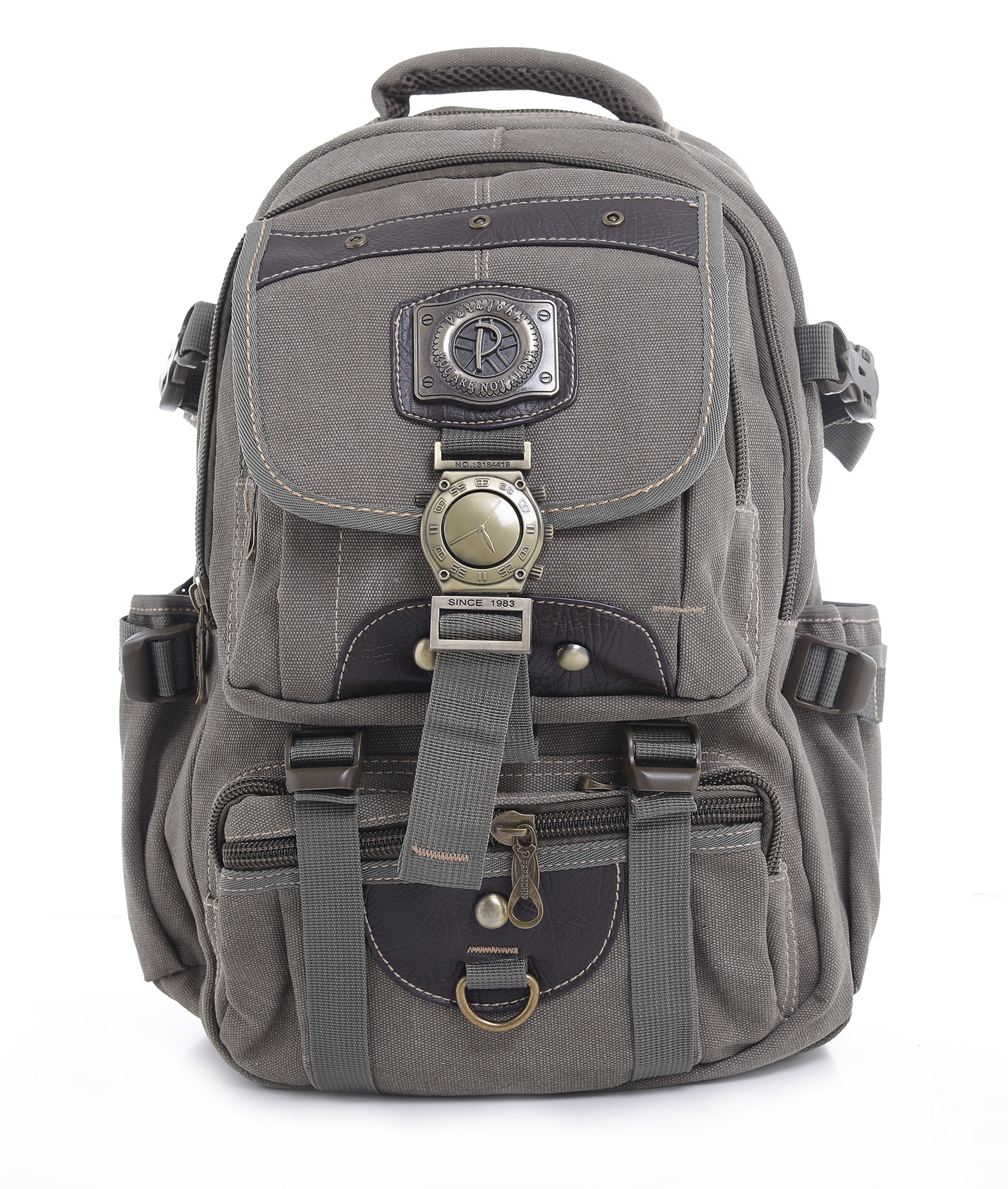 8 20'' Canvas Leather Backpack - Travel Backpack/Rucksack - Casual Daypack College Campus Bookbag - Comfortable Lightweight Travel Hiking Picnic Camping Backpack - College School Rucksack Bag