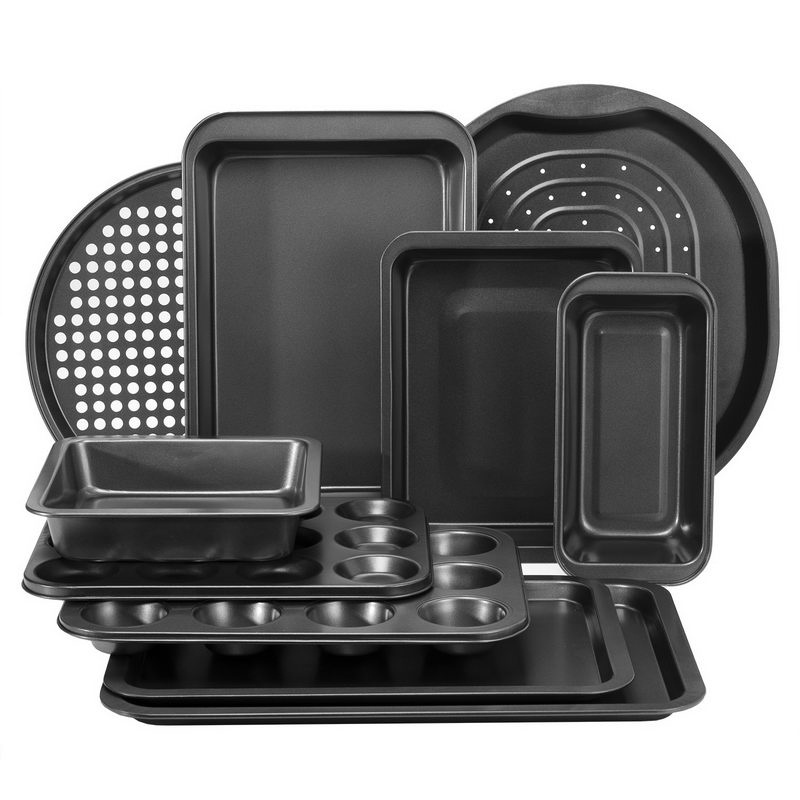 Royalford RFU9088 10pcs Bakeware Set - Carbon Steel, Oven Safe, Premium Non-Stick Coating, 0.4MM Thick, PFOA, PTFE, and BFA Free
