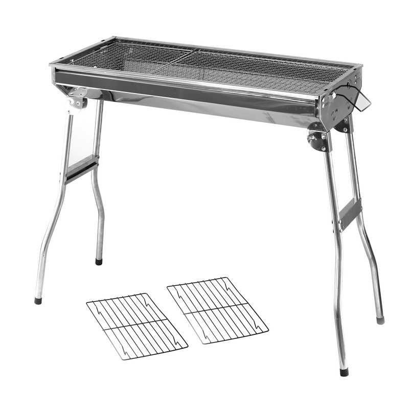 BBQ Grill73*33*69Cm - Stainless Steel barbecue grill Smoker charcoal bbq, Folding Portable BBQ for 5-10 Persons Family Garden Outdoor Cooking Hiking Picnics Camping Barbecue Party