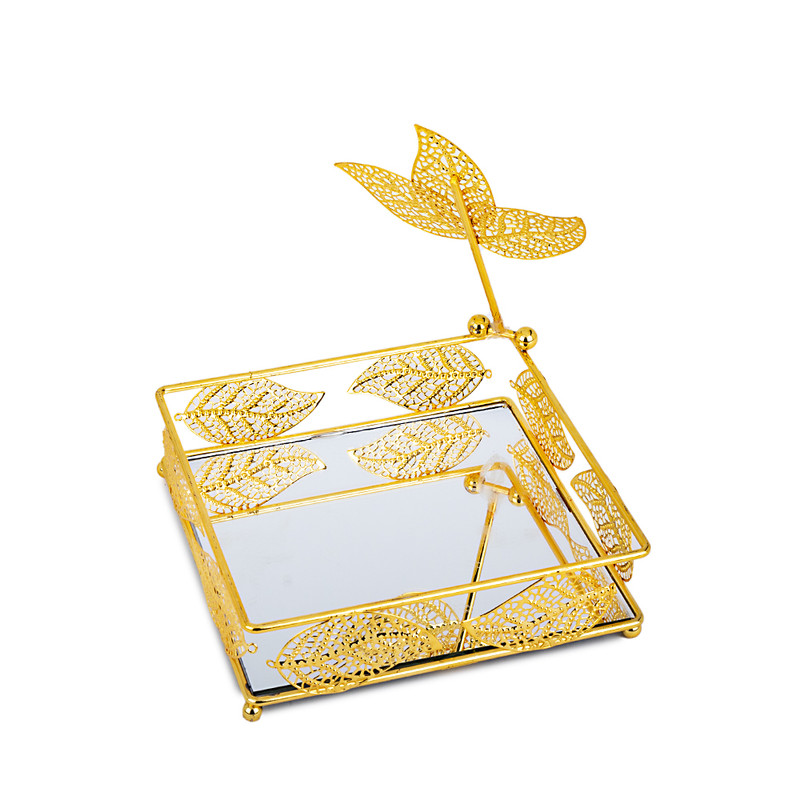 Home Deccore Golden Gift Item|Golden Leaf With Mirror