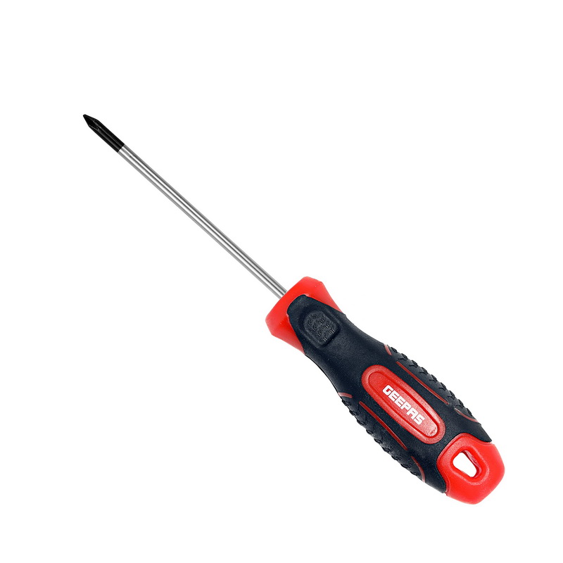 Precision Screwdriver - Phillips Screwdriver with Soft Grip Rubber Insulated Ergonomic Handle - CR-V Build, Magnetic Tip and Hanging Hole for Easy Carry - Bicolored Red/Black - (PH0x750mm)