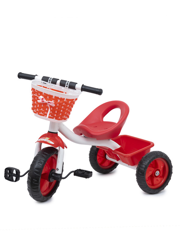 Baby plus INFANS Kids Tricycle Rider with Adjustable Seat, Storage Basket, Premium Quiet Wheels, Non-Slip Handle 