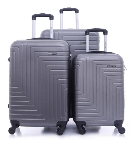 Parajohn PJTR3077 ABS Hard Trolley Luggage Set, Light Grey