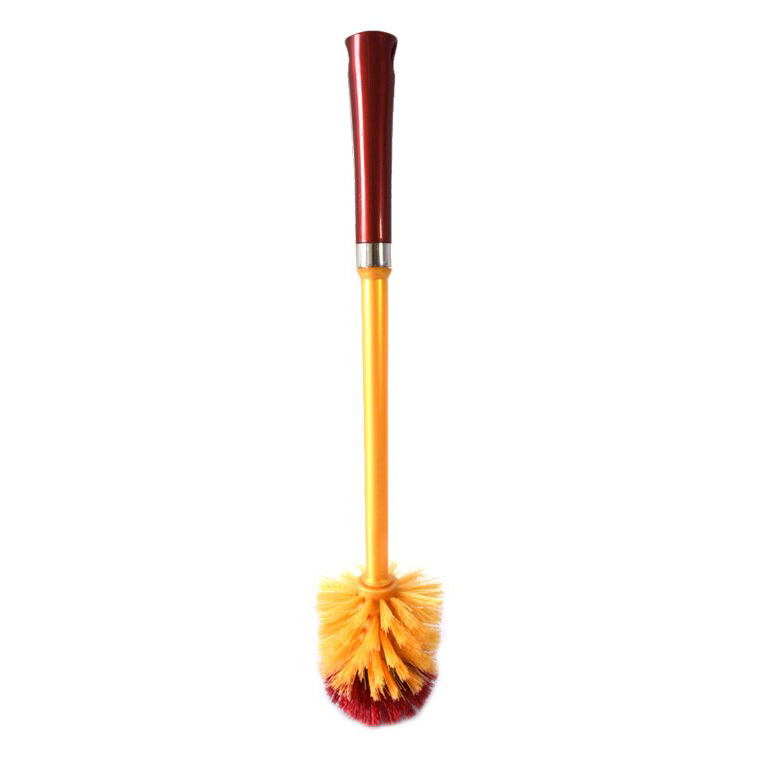 Toilet Brush - Easy Storage with Comfortable handle - Compact Straight Shape Design Toilet Cleaner - Clears Clogged Toilets and drains - Ideal for Home and Office Use (Red Yellow)