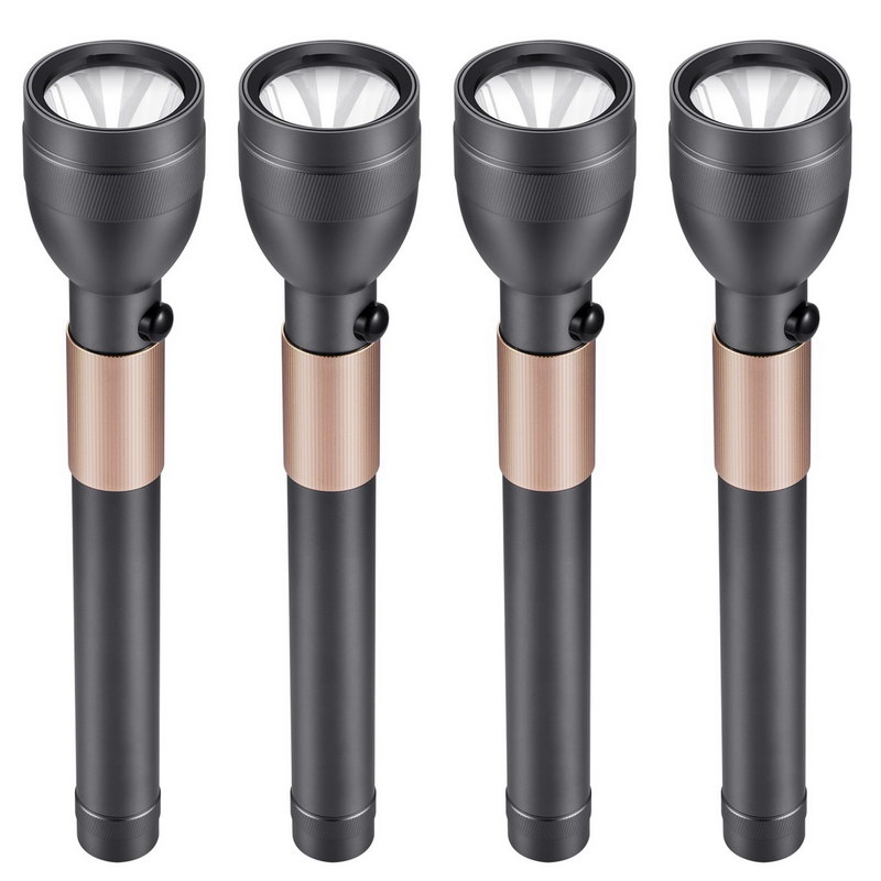 Geepas 4 In 1 Rechargeable Waterproof Family Pack LED Flashlight 1900 mAh - 330 Lumens Super bright Light Rechargeable Flashlight| Aluminium Body, Water Proof, Highly durable CREE LED Lights