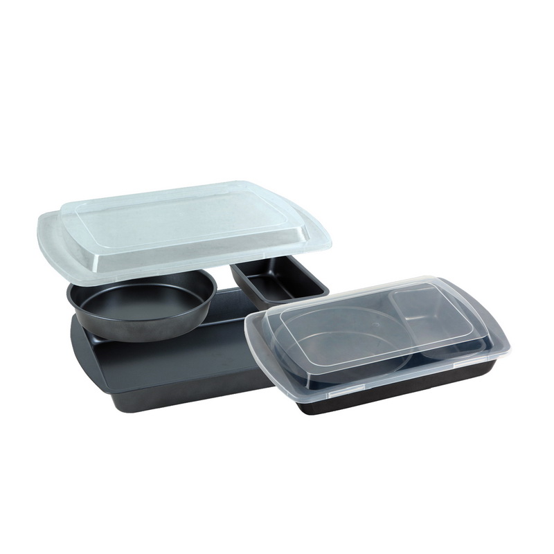 4 Pieces Aluminium Bake Set with Lid - Non-Stick Baking Set | Non Stick Coated with Comfortable Handling | Perfect for Muffin Brownies, Bread, Apple Pie, Pizza, & More