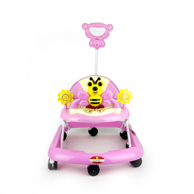 Baby Plus Antirollover Baby Walker With Push Handle Bar 