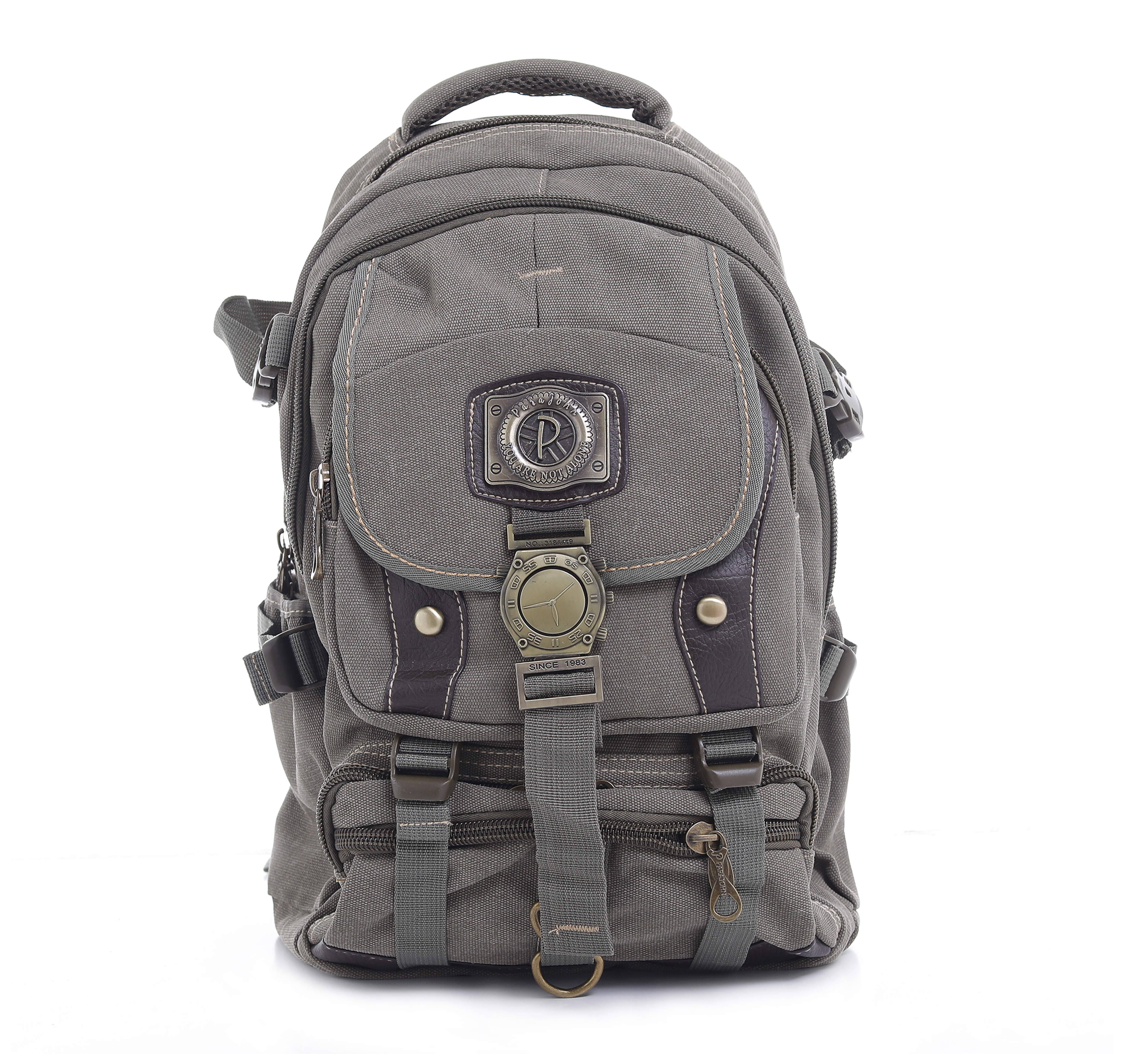 8 18'' Canvas Leather Backpack - Travel Backpack/Rucksack - Casual Daypack College Campus Bookbag - Comfortable Lightweight Travel Hiking Picnic Camping Backpack - College School Rucksack Bag