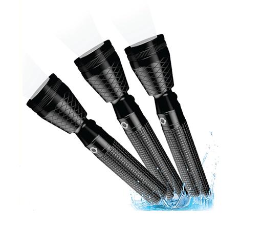 Water Proof LED Flashlight, 268 MM | 3 In 1 - 1000 Meters Range - 1200 MHA Ni-CD battery - Hyper bright cool white power LED Torch Light - Powerful Torch for Camping, Hiking, Trekking, Outdoor