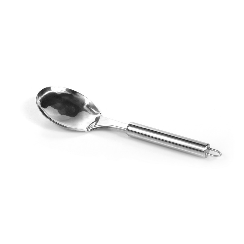 Delcasa DC1188 Stainless Steel Serving & Cooking Spoon - Serving Spatula with Soft Grip Handle - Dinner Cutlery/Crockery Utensil - Ultra Stylish kitchen spoon with Long Handle - Ideal for Cooking Mixi
