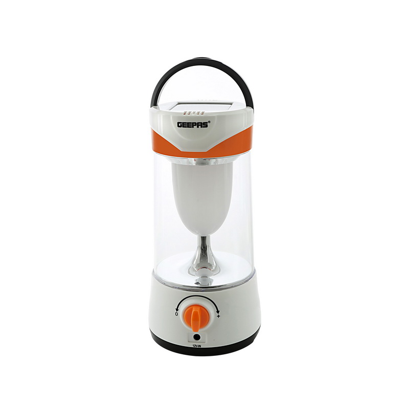 Geepas GSE5589 Rechargeable Solar LED Lantern - Multi-functional Camping Emergency Lantern | Environmental-Friendly Solar Lantern, 25 Hours (Low Light) Working| Perfect for Power Outages | 2 Years War