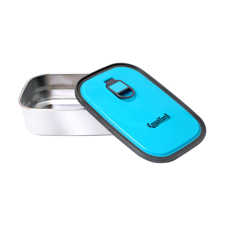 680ML Rectangle Stainless Steel Tiffin Box - Portable Food Storage Container, Clip | BPA Free | Rectangle Storage Box, Plastic Sealable Food Storage Container