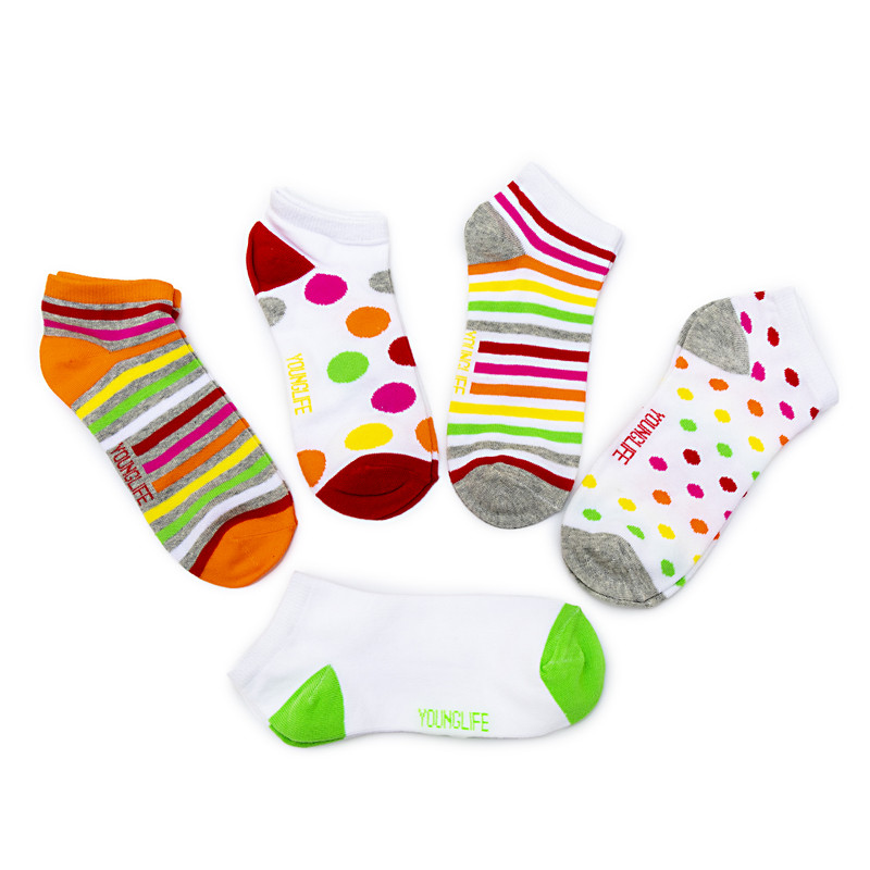 Younglife 5Pair Non-skid Ankle Socks Assorted colour Free Size For Ladies