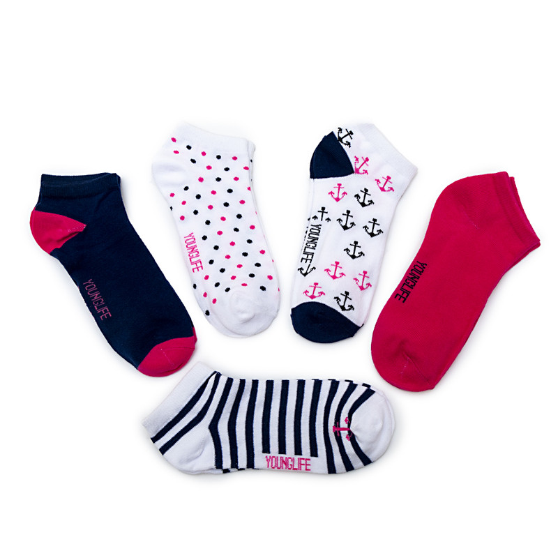Younglife 5Pair Non-skid Ankle Socks Assorted colour Free Size For Ladies