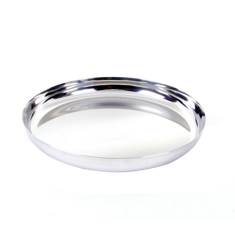 13-inch Stainless Steel Apple Plate - Round Quarter Plate | Dishwasher Safe | Thali for Multi-Purpose | Ideal for Home, Hostel. Hotel & Restaurants