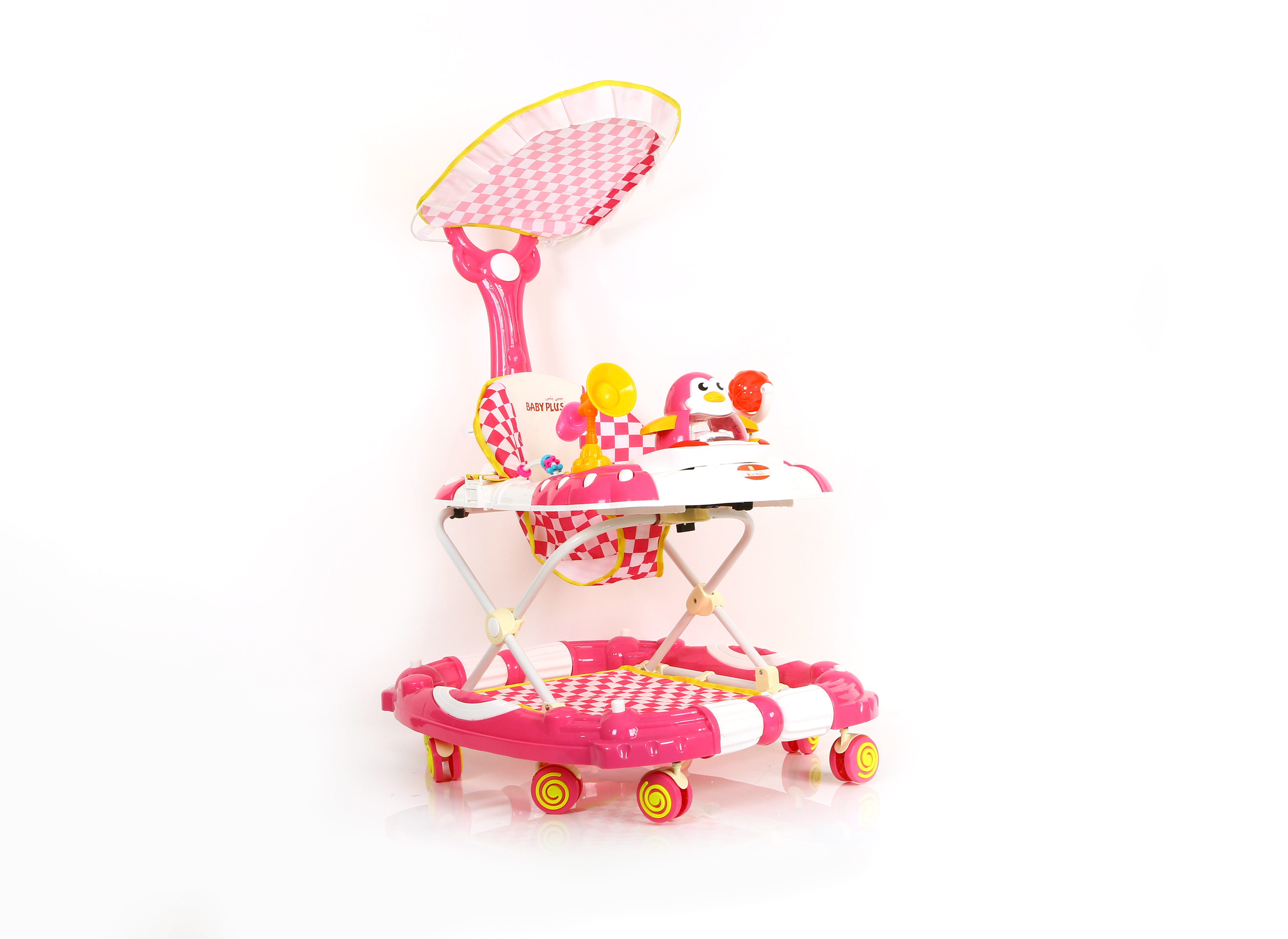 Baby Plus Checkered Reversible Canopy Baby Walker