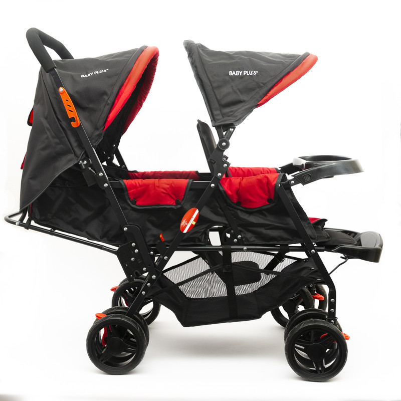 Baby Plus Bp7743 Red Twin Stroller With Reclining Seat, 0+ Years