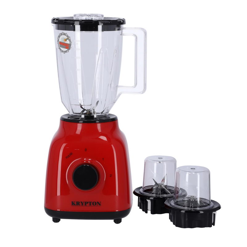 Krypton KNB6212 400W 3 in 1 Multi-Functional Blender - Stainless Steel Blades, 2 Speed Control with Pulse - Unbreakable 1.5L & 2 Grinder Pc Jar | Over Heat Protection & Safety Lock 
