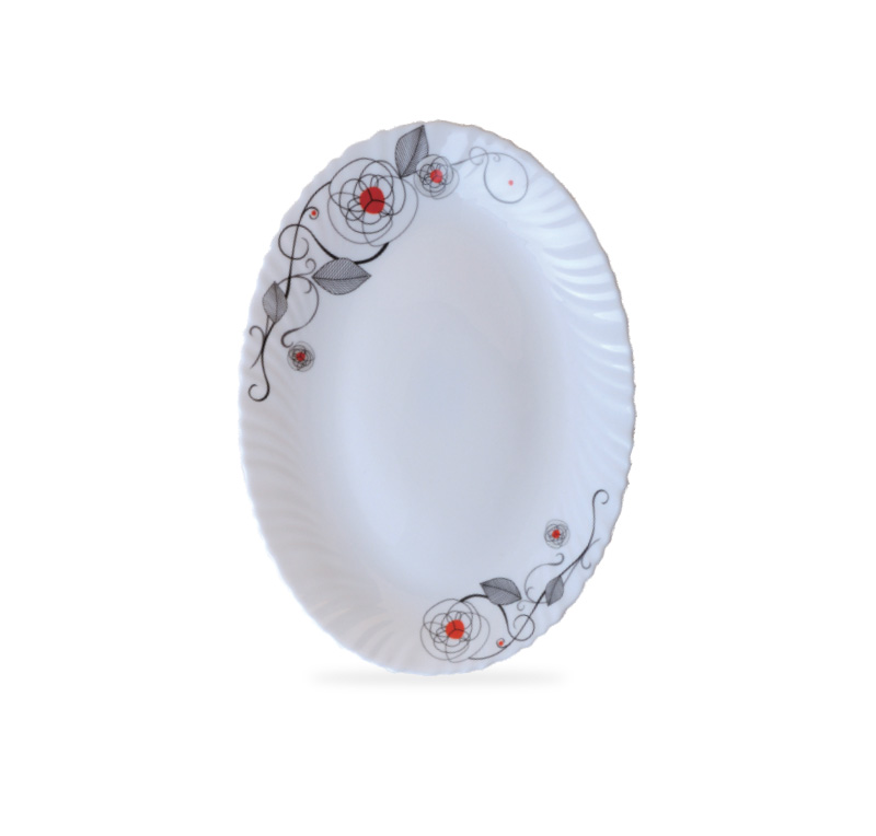 -14-Inch Opal Ware Soup Plate Liza - Soup Plates Pasta Plates | Plate with Playful Classic Decoration | Dishwasher & Microwave Safe | Ideal for Soup, Desserts, Ice Cream & More (White)