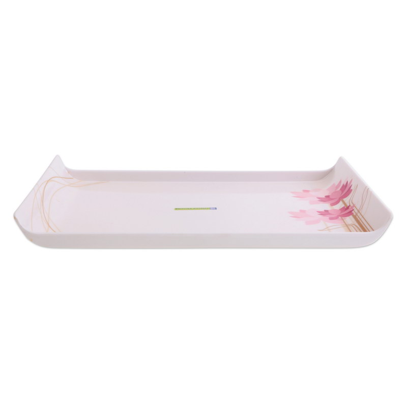 Melamine Boat Serving Tray with Wide Handles (38.6.7X2.0cm) - Lightweight Tough Material Serving Tea Coffee Tray | Ideal for Serving Appetizers, Dips, Tea & Coffee Cups, Water & More