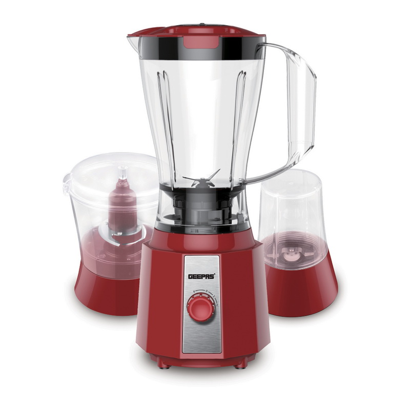 Geepas GSB9891 400W 3 in 1 Multi-functional Blender - Stainless Steel Blades, 2 Speed Control with Pulse | 1.5L Jar | Ice Crusher, Chopper, Coffee Grinder & Smoothie Maker | 2 Year Warranty