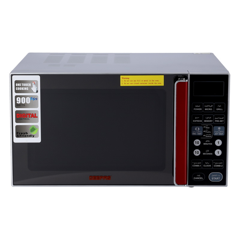 27L Digital Microwave Oven - 900W Microwave Oven with Multiple Cooking Menus | Reheating & Defrost Function | Child Lock | Push-button door, Digital Controls
