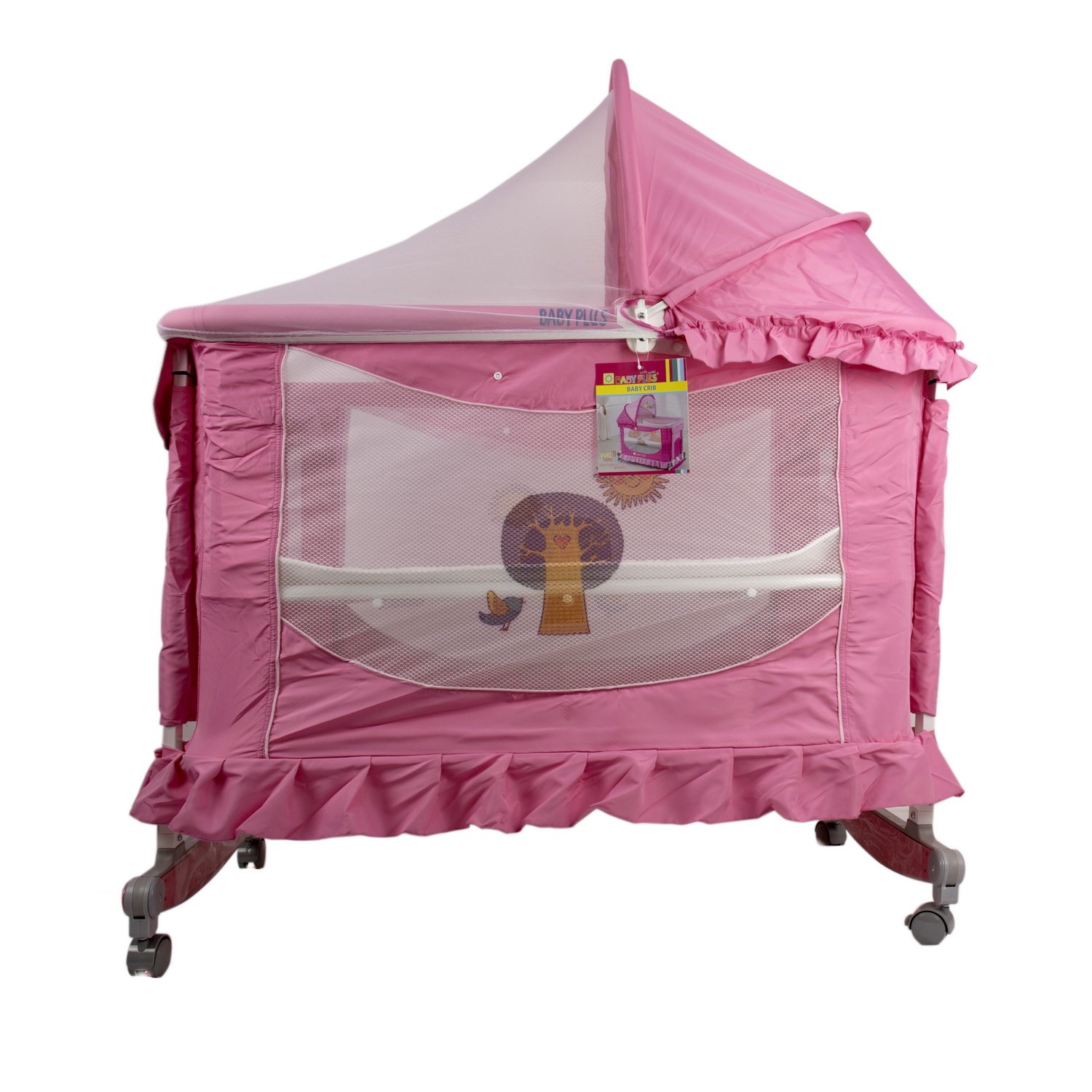 Baby Plus Bp6598 Pink Baby Crib With Removable Mosquito Net