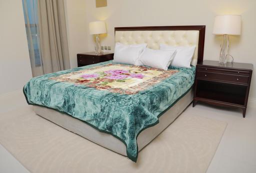 Parrylife Emarati Floral Blue Double 2 Ply Embossed Blanket 200*240 Cm,Soft And Warm