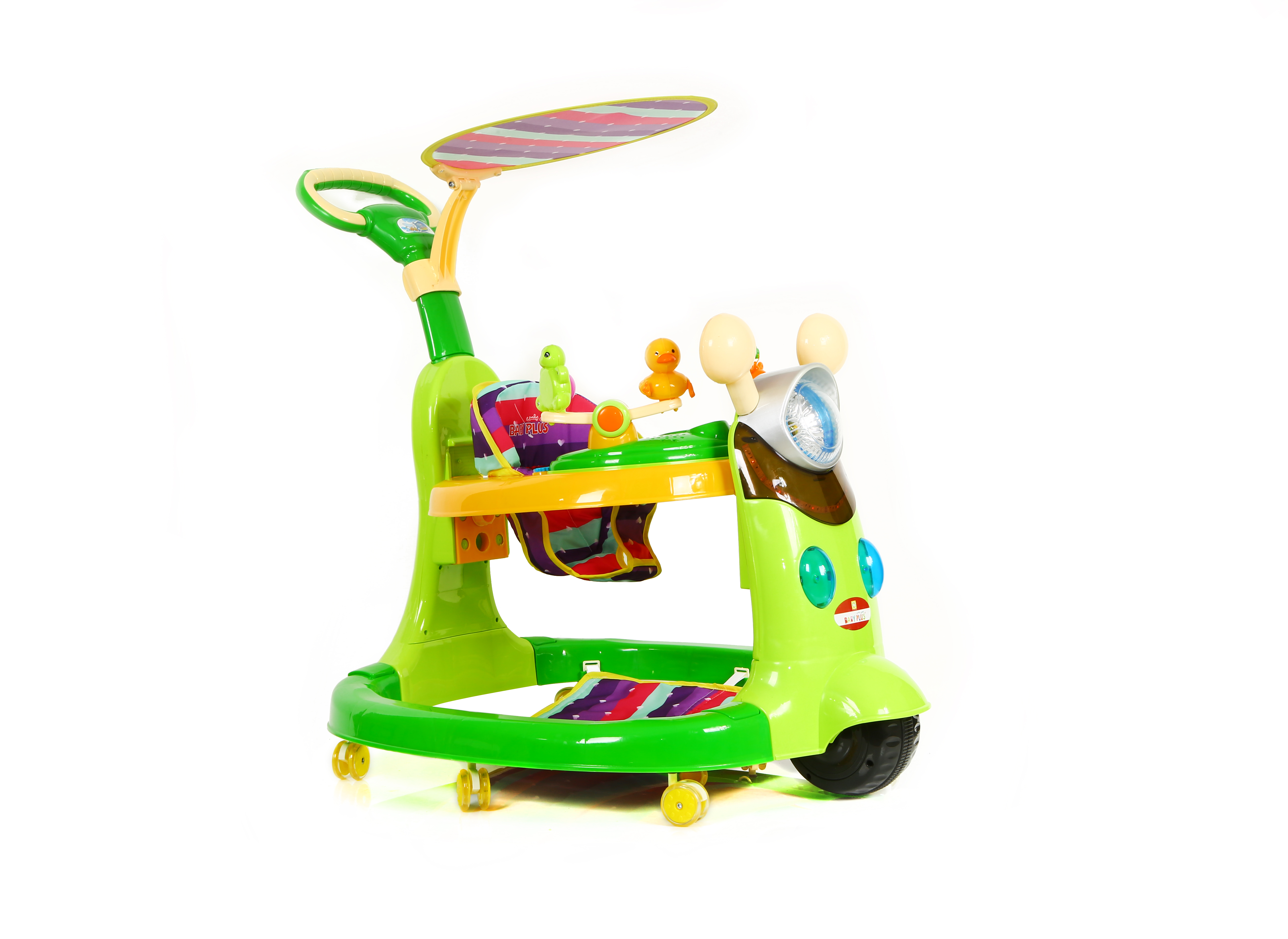 Baby Plus Foldable Canopy Walker  Greenyellowbrown (7-15 Months)