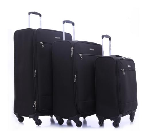 Parajohn PJTR3110 Polyester Soft Trolley Luggage Set, Black