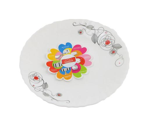 7.5inch Opal Ware Dessert Plate Liza Pasta Plate Made with Durable Material | Plate with playful Classic decoration | Ideal for Snacks, Soup, Desserts, Ice Cream & More (White)