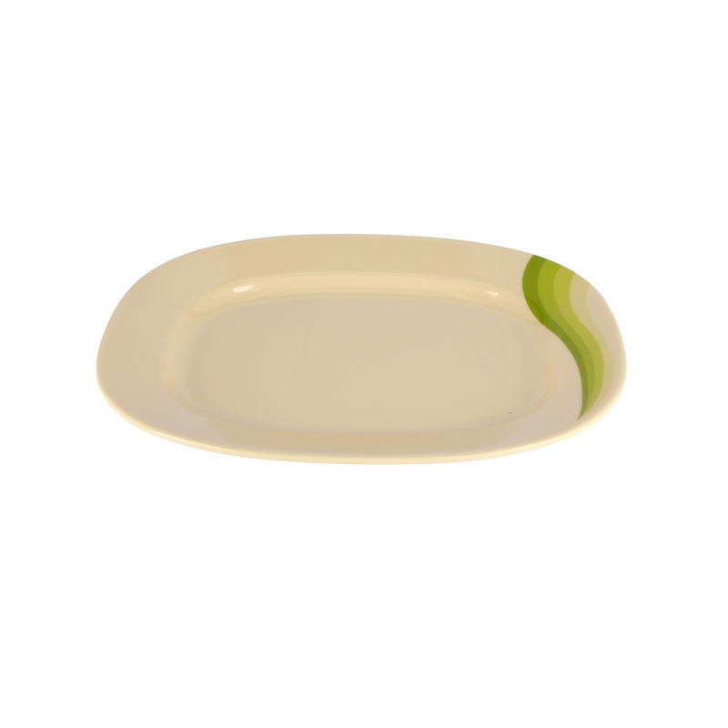 14" Melamine Ware Super Rays Oval Plate - Pasta Plates | plate with playful Classic decoration, dishwasher safe | Ideal for Soup, Desserts, Ice Cream & More (Green)