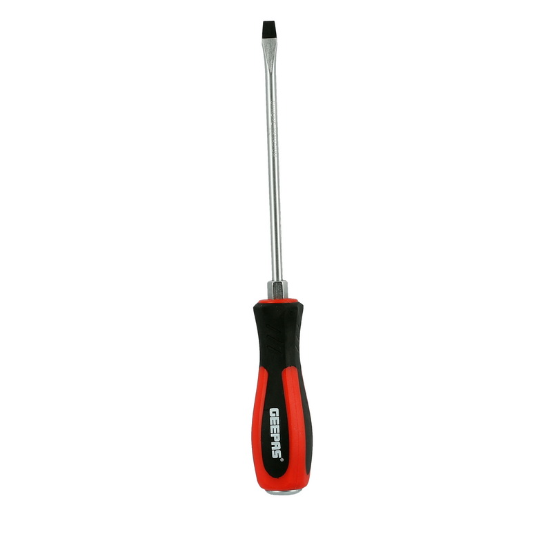 Precision Screwdriver - Slotted Screwdriver with Soft Grip Rubber Insulated Ergonomic Handle - CR-V Build, Magnetic Tip and Hanging Hole for Easy Carry - Bicolored Red/Black - (SL 6.5x150mm)
