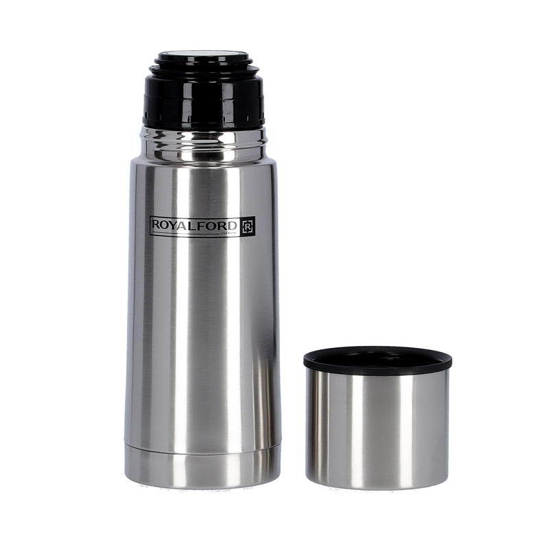 Royalford RF9779 350ML Stainless Steel Vacuum Flask - Heat Insulated Thermos for Keeping Hot/Cold Long Hour Push Button with Silicone Seal | Double-Walled | Perfect for Hot Water, Tea, Beverage