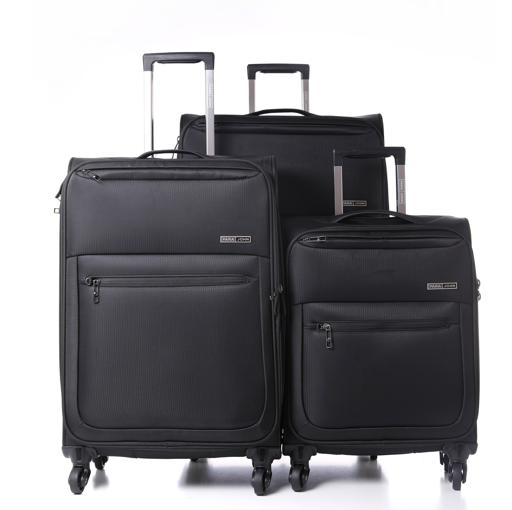 Parajohn PJTR3116 Polyester Soft Trolley Luggage Set, Black