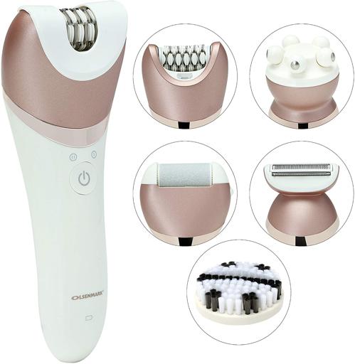 Beauty Satin Touch 5-in-1 Epilator Set - Wet & Dry Epilator, Waterproof Ladies Electric Shaver, 2 Speeds -Epilator, Shaver, Body Massager, Exfoliator Brush & Callous Remover